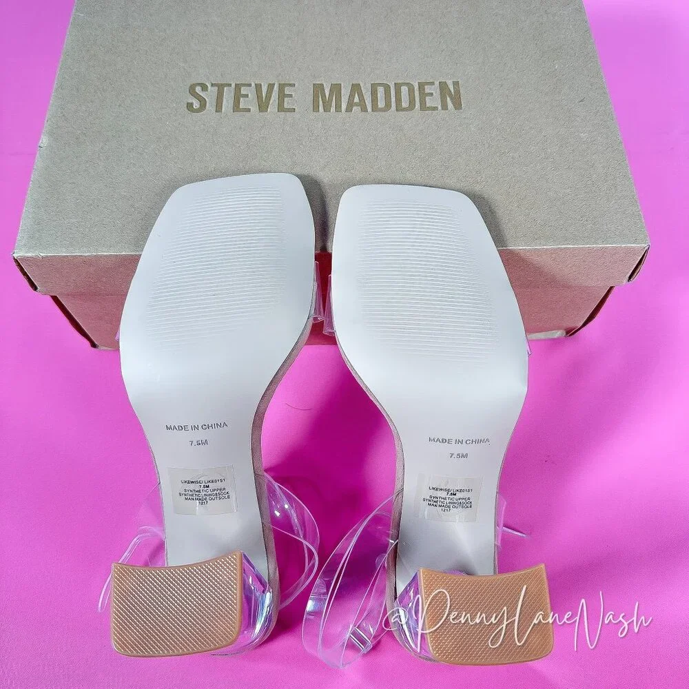 Steve Madden Camille Likewise Clear Heel Sandal Size 7.5M New - Picture 12 of 15